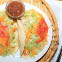 Chicken Tacos (2) · Lettuce, cheese, tomatoes & salsa.