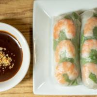 Vietnamese Spring Rolls · Most popular. 2 pieces. Fresh rice paper rolls filled with shrimp, pork, lettuce, and rice v...