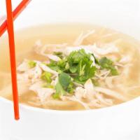 Phở Gà- Chicken Phở · Noodle soup with tasty, natural chicken broth and shredded chicken meat.