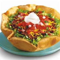 Beef Taco Salad · Seasoned ground beef, shredded lettuce, salsa, shredded cheese, hot sauce, refried beans and...