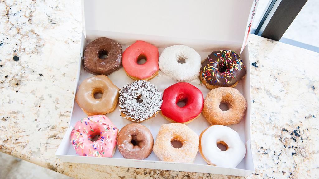 Dozen Assorted Do-Nuts · Choose 12 Do-Nuts from our Glazed, Iced, Filled, or Cake options. If you would like us to pick for you, please select 