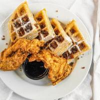 Mama Bear'S Chicken & Waffles · Voted best in Miami. Crispy cage-free chicken with Belgian waffles, topped with chopped baco...