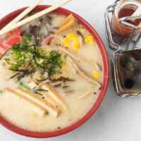 1-Up Ramen · Choose egg noodles or kale noodles. Creamy vegetarian broth, fried tofu, black mushroom, shi...