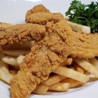 Chicken Fingers · Served with french fries.