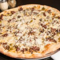 Philly Sub · Choice of steak or chicken with mushrooms, onions, peppers, and mozzarella.