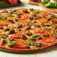 Mariachi Beef (Medium) · Ground beef, freshly cut Roma tomatoes and jalapeno peppers, mariachi spice and a side of so...
