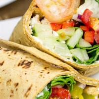 Shrimp Philly Supreme Wrap · Air Fried Wild Caught Shrimp Mushrooms Green Peppers Sweet Peppers Avacodo and Vegan Provolo...