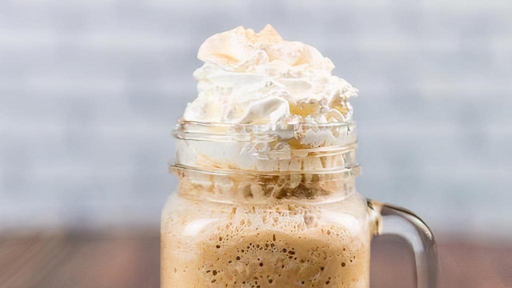 Honeybee Harborccino · A frozen blend of espresso, milk, local honey, and vanilla, finished with whipped cream and a sprinkle of cinnamon sugar.
