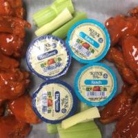 Wings Only 20 Pc · Served with celery and ranch/bleu cheese dressing