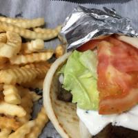 Gyro (Lamb) Combo · Fries OR rice and 20 oz drink. Includes Suzuki sauce, tomato, lettuce & onions.