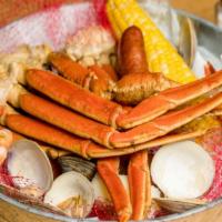Buster'S Crab Bucket · 1 lb Snow Crab, Shrimp, Mid Neck Clams, Smoked Sausage, Corn on the Cob, Potato, Garlic Boil...