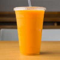 Immunity Smoothie · Vegan and gluten-free. Orange, pineapple, mango, peach, and carrot.