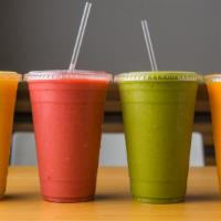 Create Your Own Smoothie · Choose up to four different fruits and or one vegetable, your liquid base, and size.
