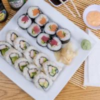 #18. California Roll (10 Pieces) · With four pieces salmon roll and four pieces tuna roll.