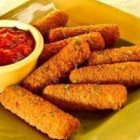 Fried Mozzarella Sticks · Eight lightly breaded mozzarella sticks sprinkled with Asiago cheese and served with marinar...
