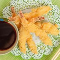 Shrimp Tempura · Five pieces of shrimp deep-fried in tempura battered and served with tempura sauce.