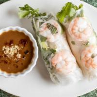 Summer Rolls (2) · Pork or chicken with shrimps, wrapped in rice paper and mints.