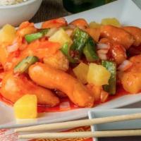 Sweet & Sour Chicken · Crispy white breaded chicken with house sweet sauce.