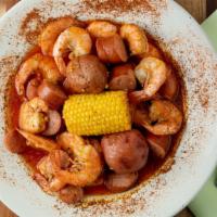 Juicy Seafood Special # 1 · One lb. No head shrimp, 1/2 lb. sausage, one corn, and two potatoes in our juicy Seasoning S...