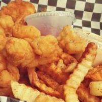 Shrimp Basket 8 Pcs · 8 pieces of fried to perfection of shrimp served with fries.