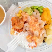 Nani · Shrimp, salmon, pineapple, tangerine, mango, lychee, avocado, scallion, edamame, kimchi, nor...
