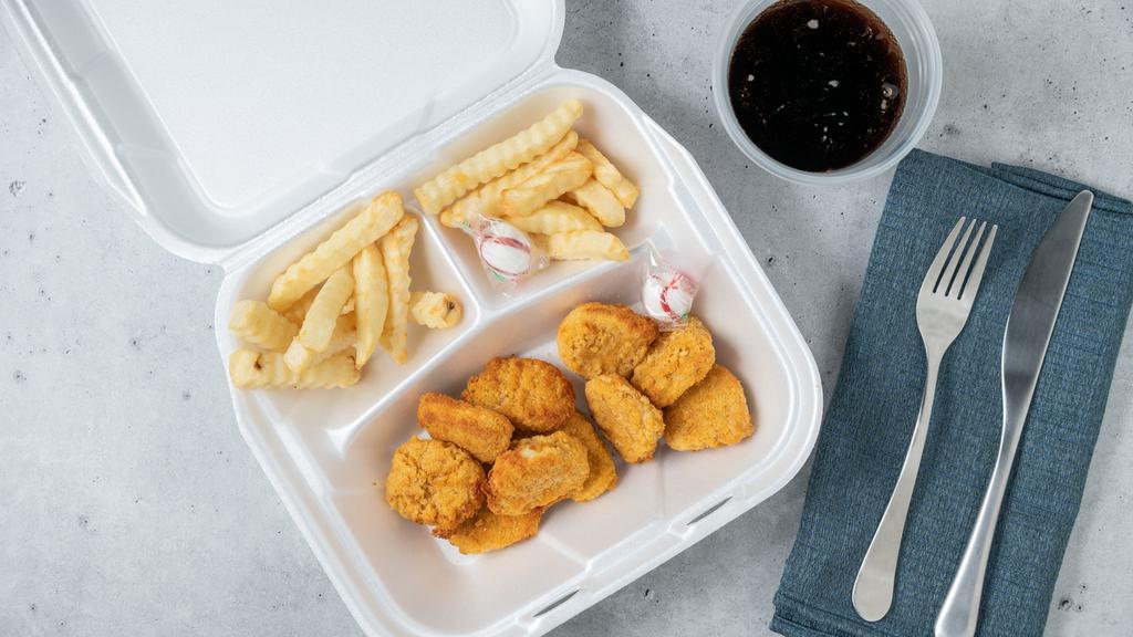 Chicken Nugget Combo · 10 piece chicken nuggets, Served with 2 sides and a drink. Free snack.