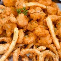 Fried Sampler(Potato,Onion,Shrimp,Spam)모듬튀김 · 