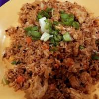 Spicy Thai Fried Rice With Beef , Chicken Or Shrimp · With egg, peas, carrots, onions, and your choice of protein.