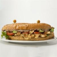 Philly Cheesesteak Hot Sub · Delicious sandwich made with red onion, green peppers, mushrooms, and mayonnaise.