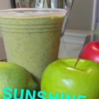 Sunshine Morning Special · Kale, spinach, strawberries, banana, pineapple, ginger-optional.