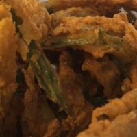 Kurkuri Bhindi Fries · Area Southern specialty meets our Indian twist Matchstick tried Okra tossed to perfection wi...