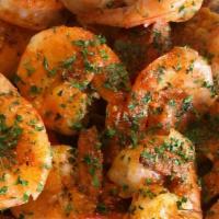 Full Shrimp Plate · Eighteen jumbo shrimp, sausage, eggs, potatoes, and corn.
