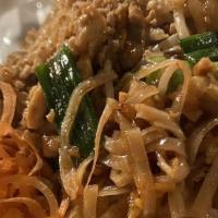 Pad Thai · Most Famous Thai rice noodles with sauteed eggs, bean sprout, scallion and peanut.