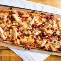 B.Q Ppole · BBQ Sauce, mozzarella cheese, roasted onions, pineapple, chicken and bacon.