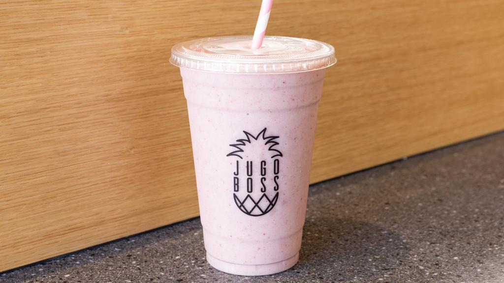 Pink Miami · Ingredients: dragon fruit, strawberry, pineapple, agave, coconut milk. Toppings: goji berries. 16OZ

NOTE: WE CAN MODIFY ANY SMOOTHIE BASE FOR ALMOND MILK OR COCUNUT WATER :)