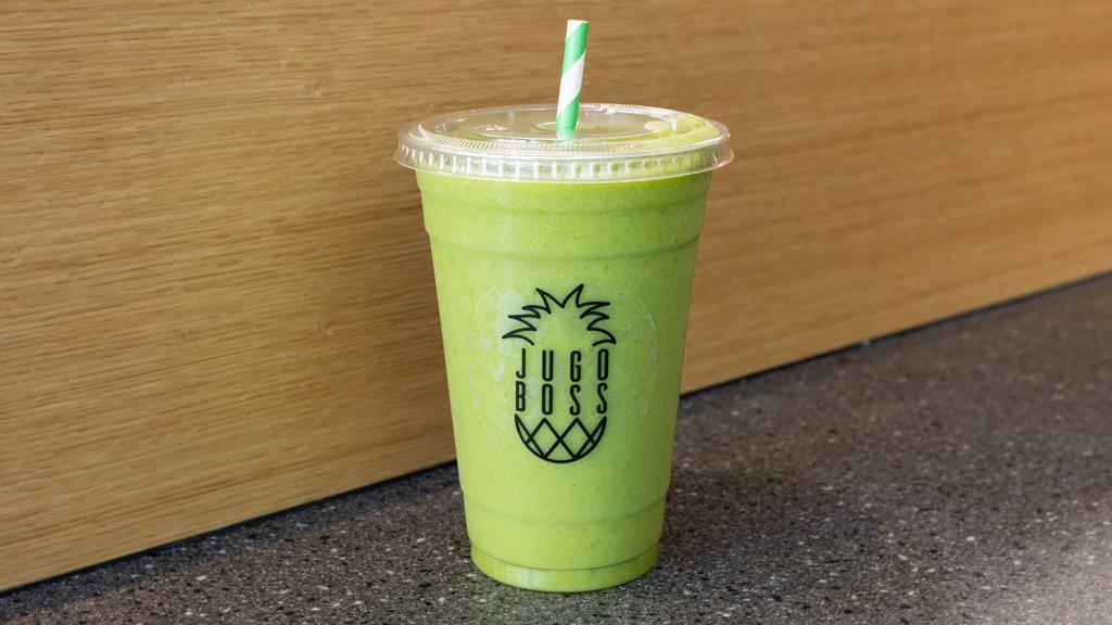 Hulk · Ingredients: pineapple, mango, banana, spinach, kale, agave, almond milk. Toppings: hemp seeds. For an angry Hulk: add ginger. 16oz. 

NOTE: IF NUT ALLERGY IS PRESENT WE CAN SUB ALMOND MILK FOR COCONUT MILK OR COCONUT WATER