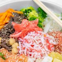 3 Protein Poke · Add extra protein, chicken/spam, bulgogi beef for an additional charge.

Tuna, salmon, and m...