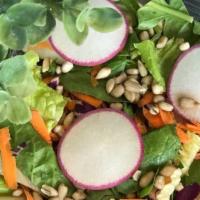 Green Detox Salad · Romaine, spinach, dandelion greens, parsley, cabbage, carrot, radish, microgreens, sunflower...