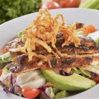 Mixteca Salad Chicken · Fresh iceberg lettuce with carrots, red cabbage, cherry tomatoes and avocado. Mixed with zes...