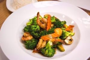 Ad8 - Broccoli Dinner · Your choice of meat stir-fried with broccoli florets mushrooms and carrots in a savory brown...