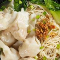 Wonton Mee Noodle Soup · Chicken and shrimp broth, shrimp and pork wontons, home made signature thin noodle, bok choy...