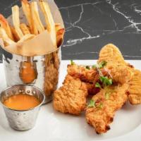 Chicken Tenders · White meat breaded chicken tenders served with French fries and special sauce