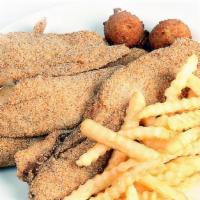 Fish Only · Served with hush puppies and coleslaw