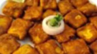 Paneer Pakora · Cottage cheese dipped in chickpeas batter and deep fried.