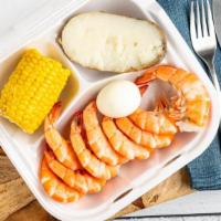 Shrimp Combo · Shrimp, potato, eggs and corn.