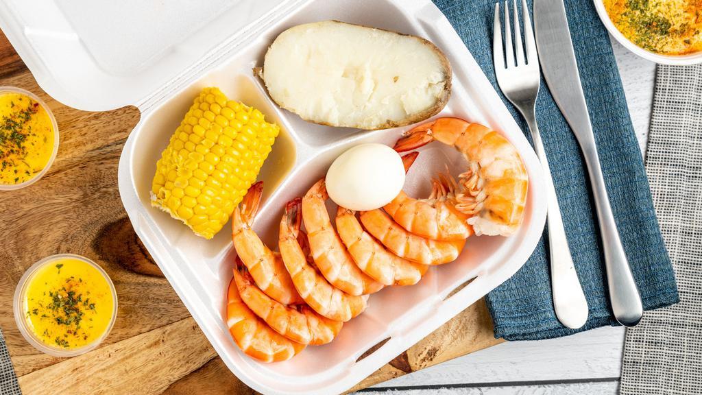 Shrimp Combo · Shrimp, potato, eggs and corn.