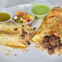 Burrito De Asada   /  Reast Beef Burrito       · Queso, frijoles, arroz, y picante aparte. / Cheese, beans, rice, and spice on the side