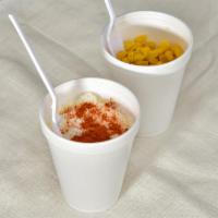 Elote  / Mexican Corn · Mantequilla, mayonesa, queso, picante. /   Butter, mayonnaise, cheese, spice