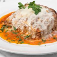 Lasagna · Ricotta, tomato sauce, ground beef and Mozzarella cheese.