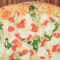 White Pizza Classic (Medium) · Ricotta, mozzarella, spinach, tomatoes, and fresh garlic.
